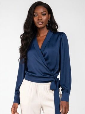 Sapphire Whisper Wrap Blouse